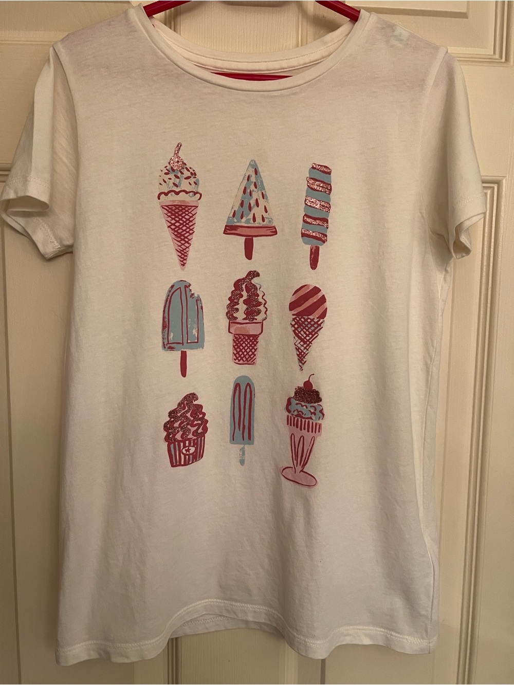 Crewcuts White Tee with Pink and Light Blue Ice Cream Graphics
